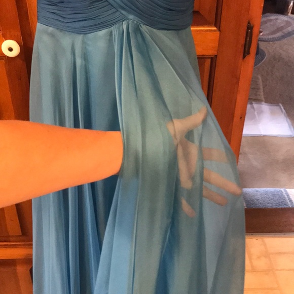 Turquoise chiffon prom/pageant dress - Picture 3 of 6
